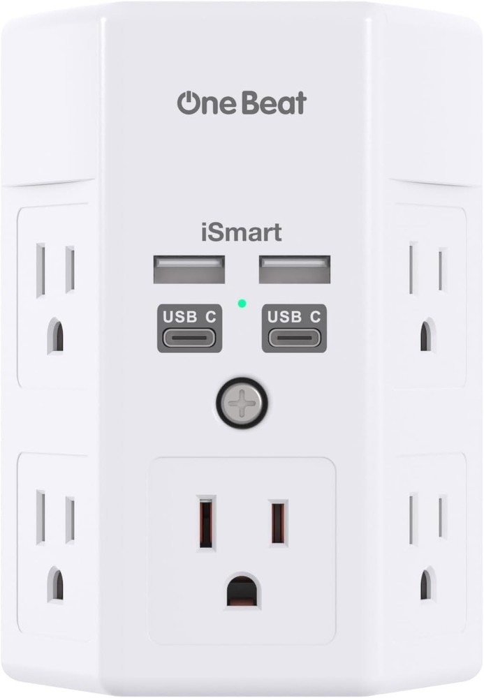 Surge Protector, 5 Outlets Extender with 4 USB Ports(Usb C), 3-Side 1680J Power