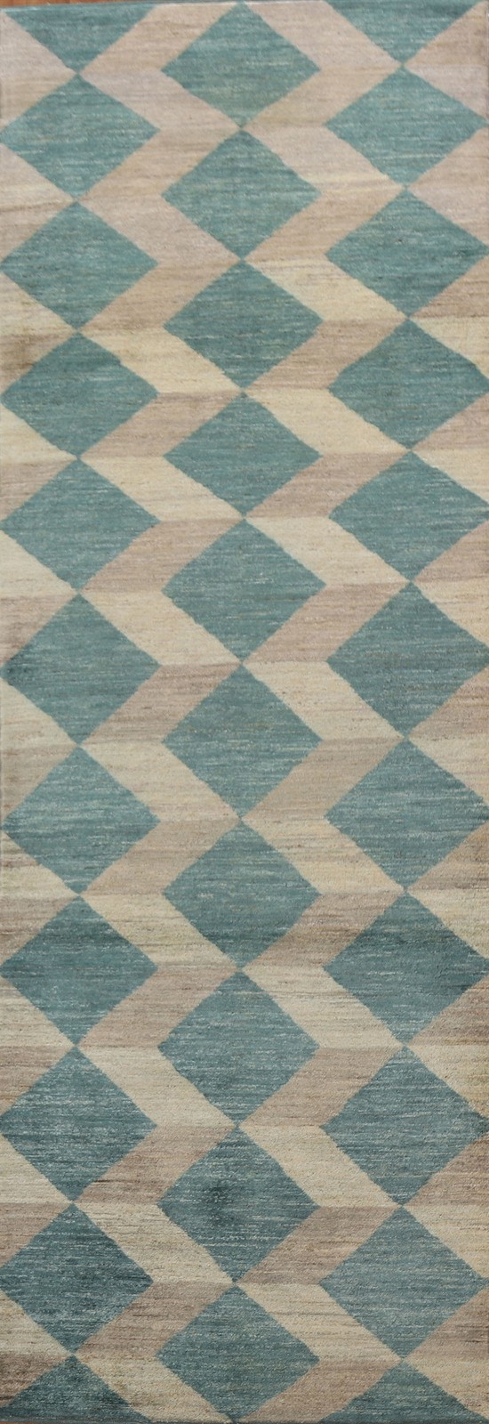 Geometric Runner Rug 3x10 Hand-knotted Wool Pakistani Modern Style for Hallway gallery