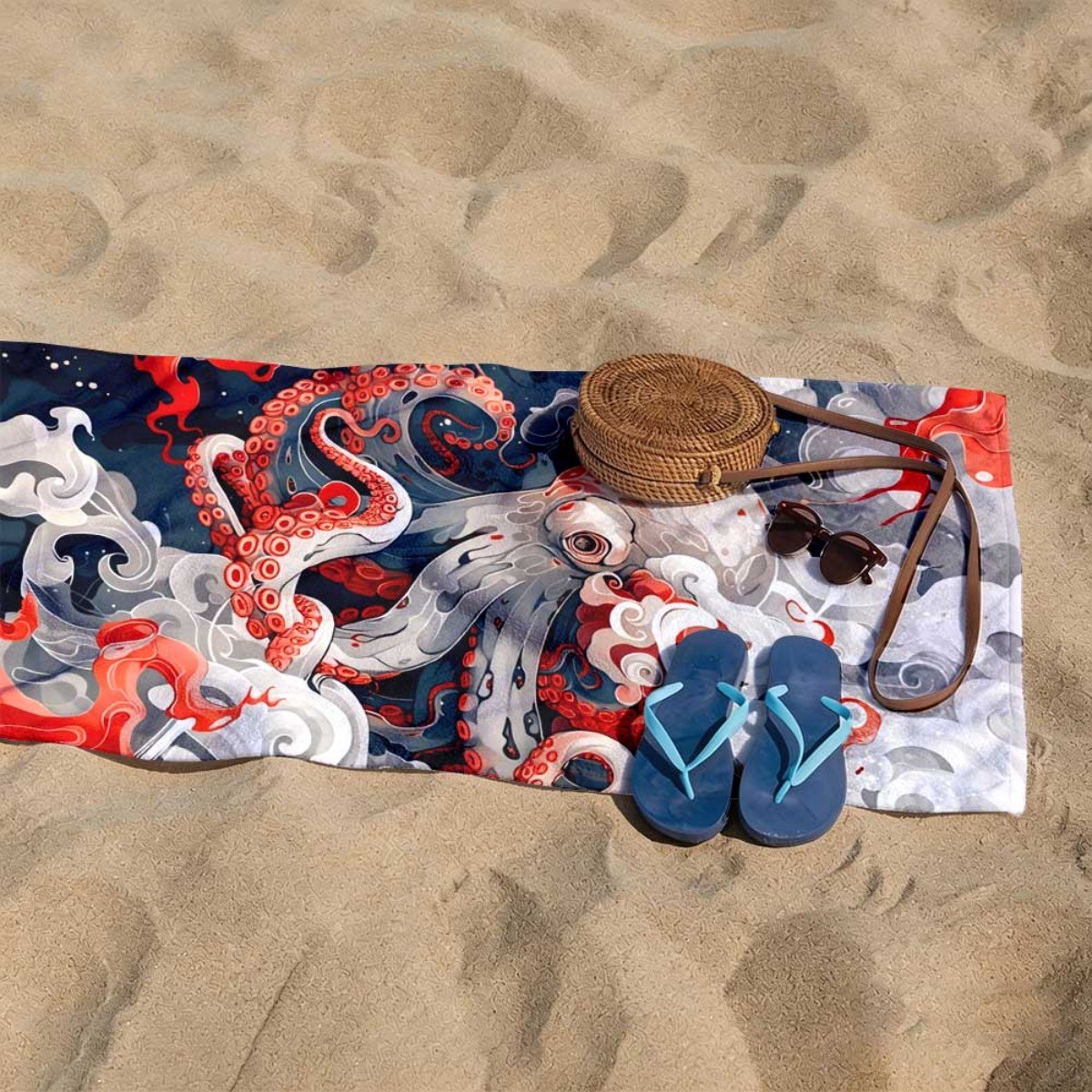 with Octopus Pattern Beach Towel Beach Towel - Soft and Skin-Friendly, Great fo gallery
