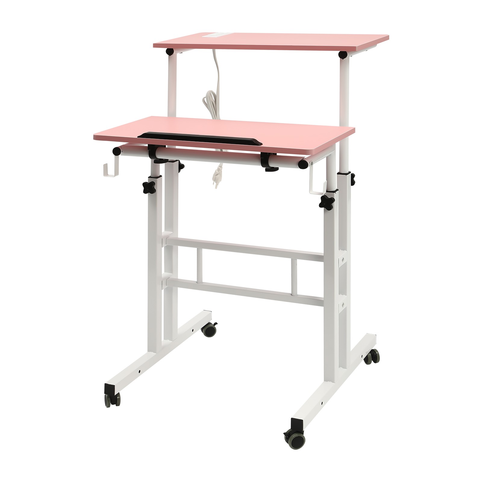 Mobile Adjustable Standing Desk with Dual Desktop for Home & Office gallery