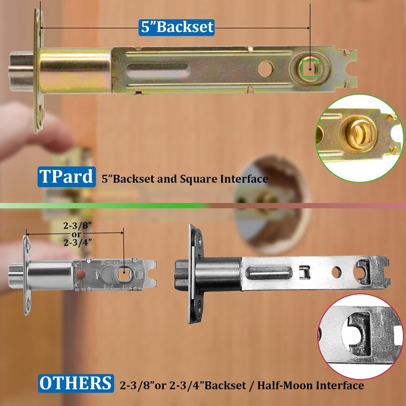 5 Backset Latch Keyed Entry Door Knob with Lock and Key, Standard Square gallery