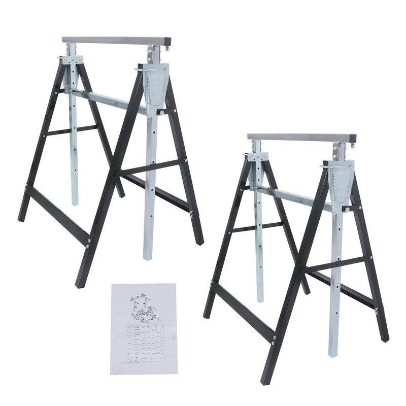 2 Pack 440 Lbs Adjustable 7 Level Height Foldable Metal Sawhorse Work Stand gallery