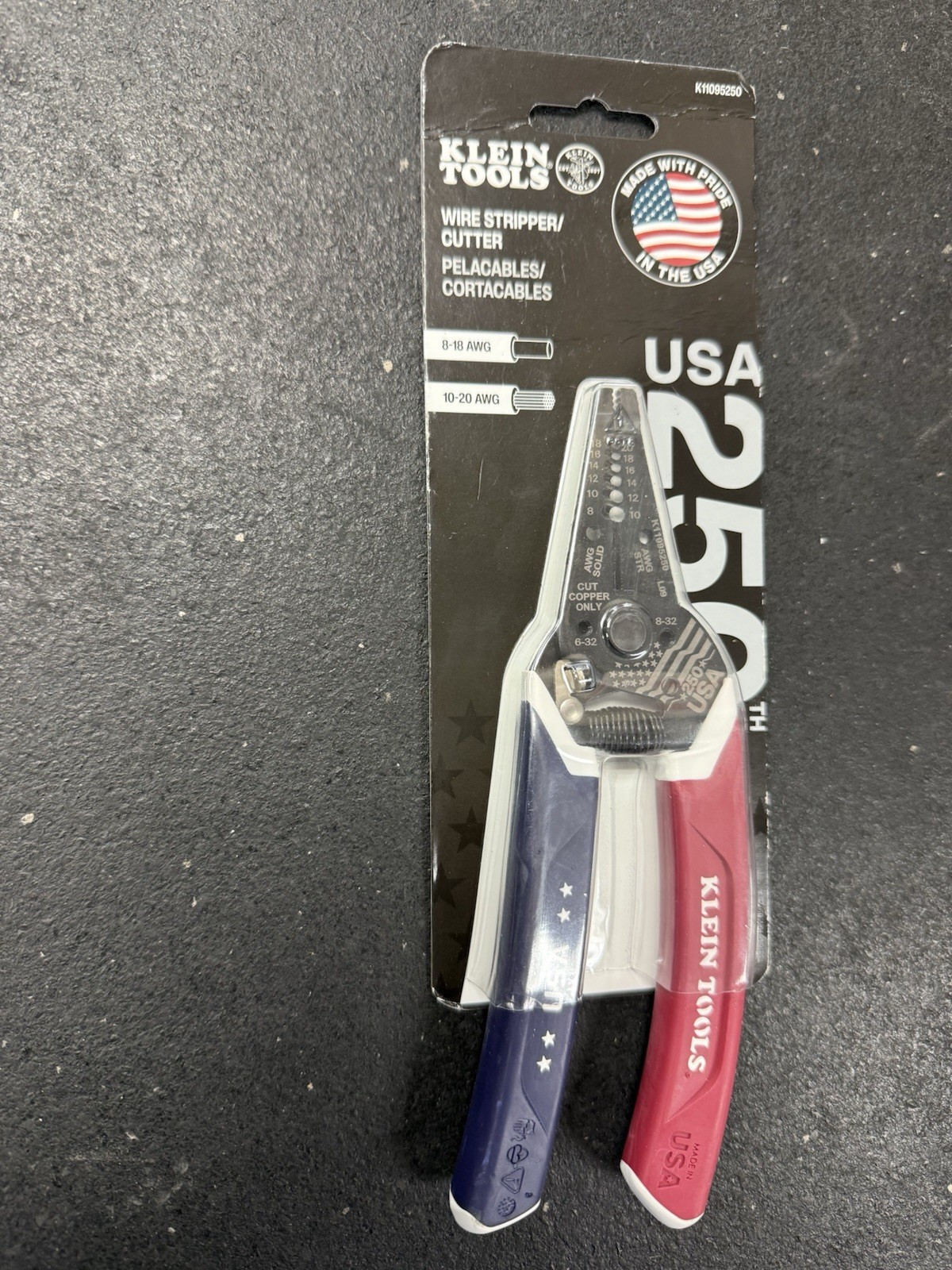 Klein Tools 250th Anniversary Piece Pliers Wire Strippers Red/White/Blue gallery