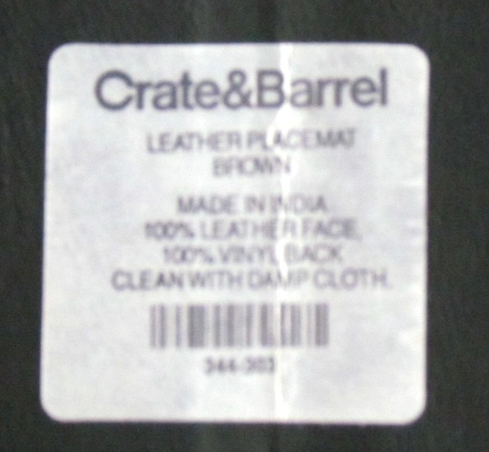 Crate & Barrel Brown Stitched Leather Placemats 18.5" x 12.75" Set of 4 VGC gallery
