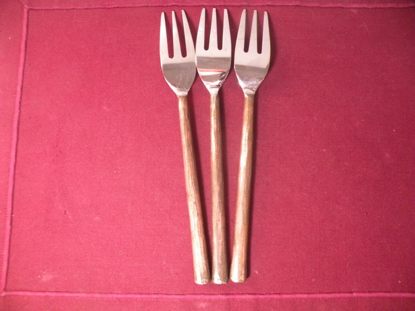 3 Dinner Forks Inox Artisans Sundance Stainless Steel Oxidized Handle 8 1/2" gallery