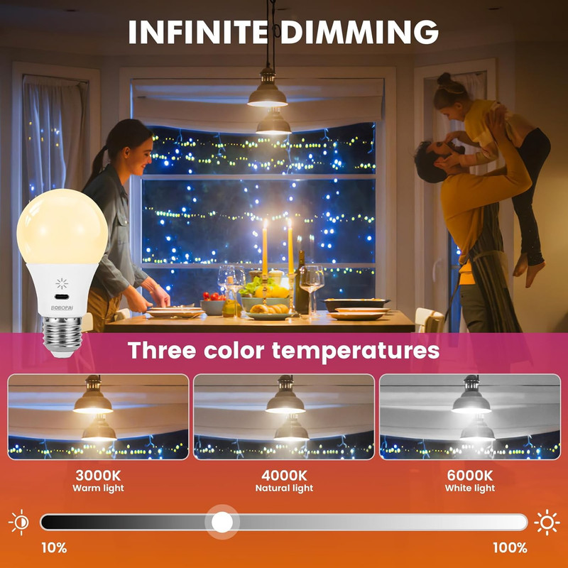 LED Rechargeable Light Bulbs with Remote ＆ Touch Dimmable, E26 Battery Operated gallery