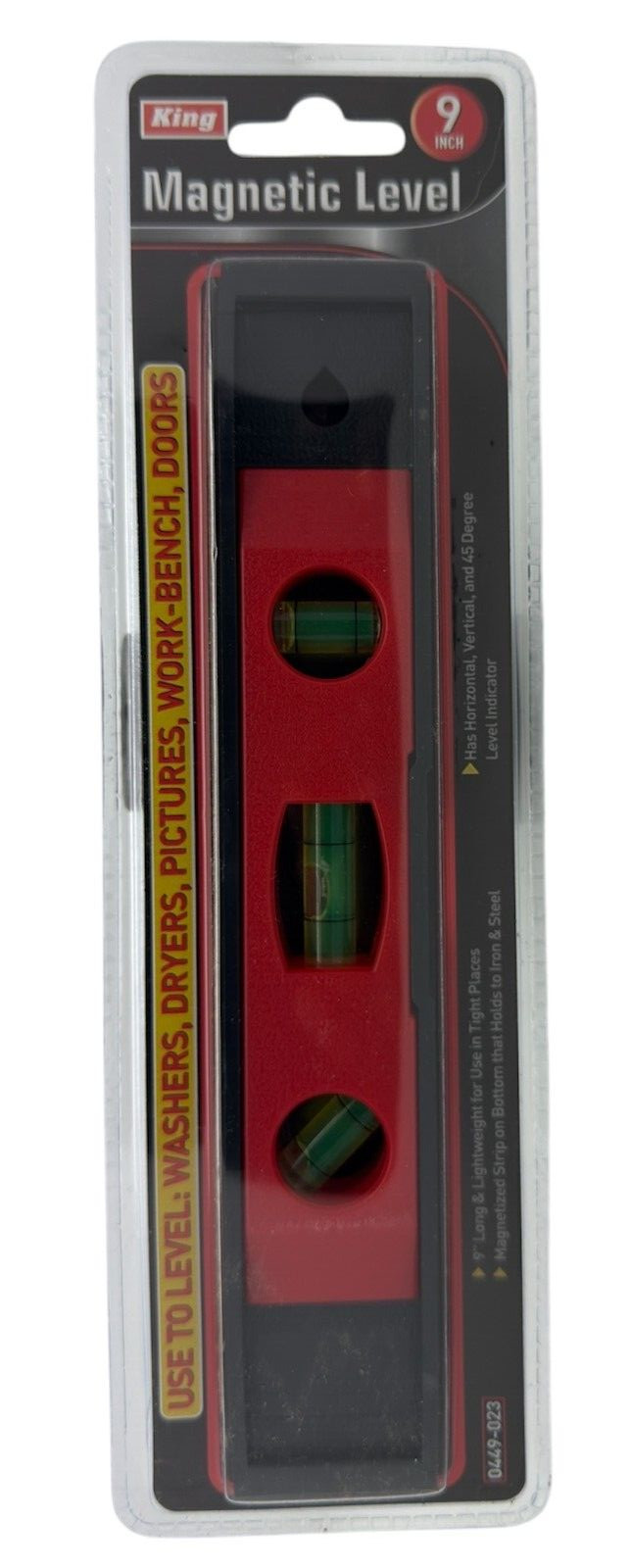 9" Magnetic Torpedo Level W/ Horizontal, Vertical, and 45 degree level indicator gallery
