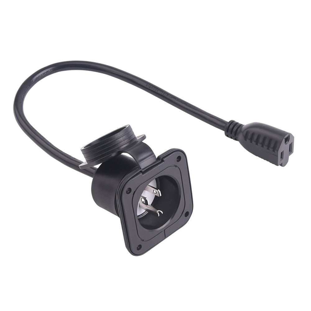 15Amp 125V AC Power Plug Port Inlet Socket 18" Extension Cord for RV Camper Boat gallery