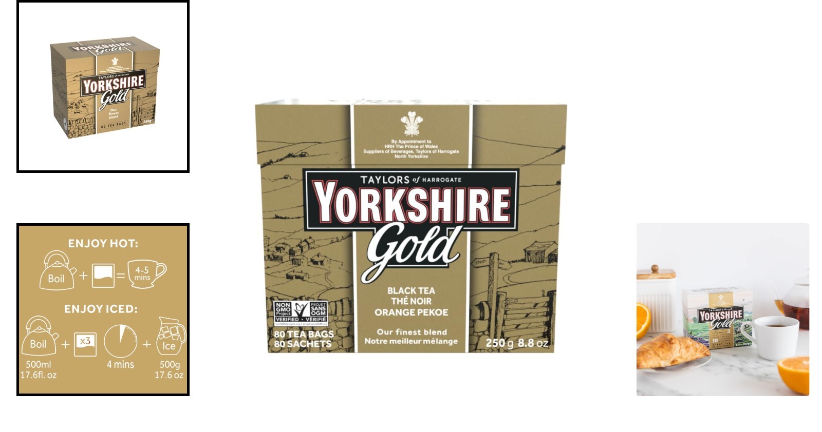 Classic British Breakfast Blend - Yorkshire Gold Pillow Tea Bags, 80 Count gallery