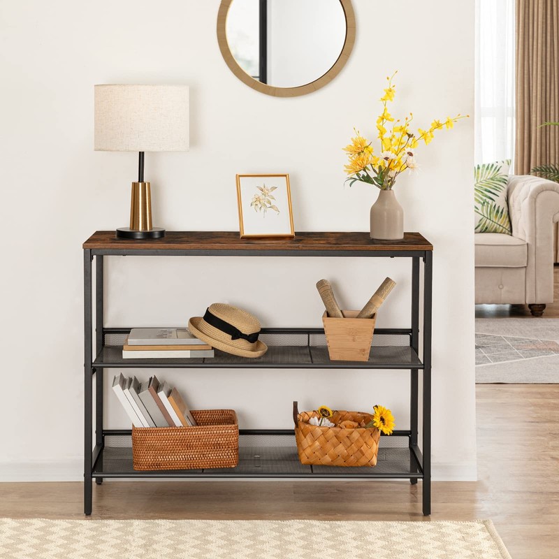 HOOBRO Console Table, Sofa Table with 2 Flat or Slant Adjustable Mesh Shelves, H gallery