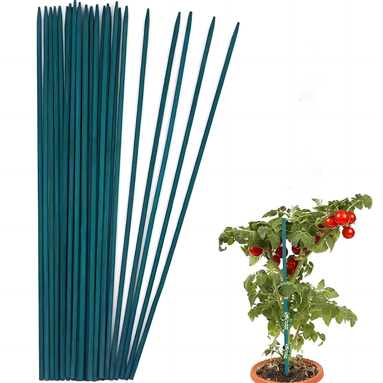 50 PCS 18" Plant Sticks Support Green Bamboo Garden Wood Stakes Floral Orchid gallery