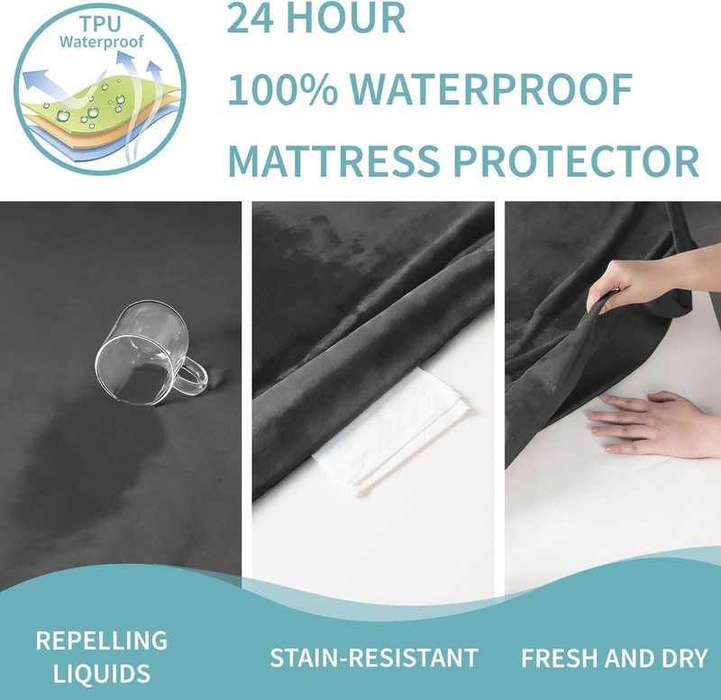 Full Size Waterproof Mattress Protector Microfiber Breathable Fitted Bed Pad gallery