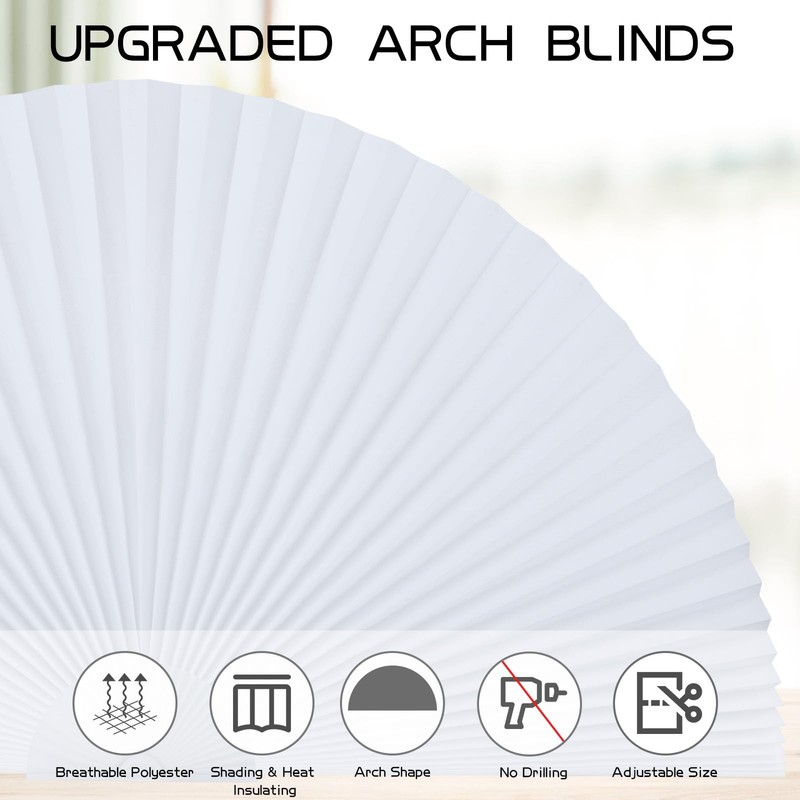 Arch Window Shade Curtains Half Circle Moon Pleated Fabric Blinds Semi Circle... gallery