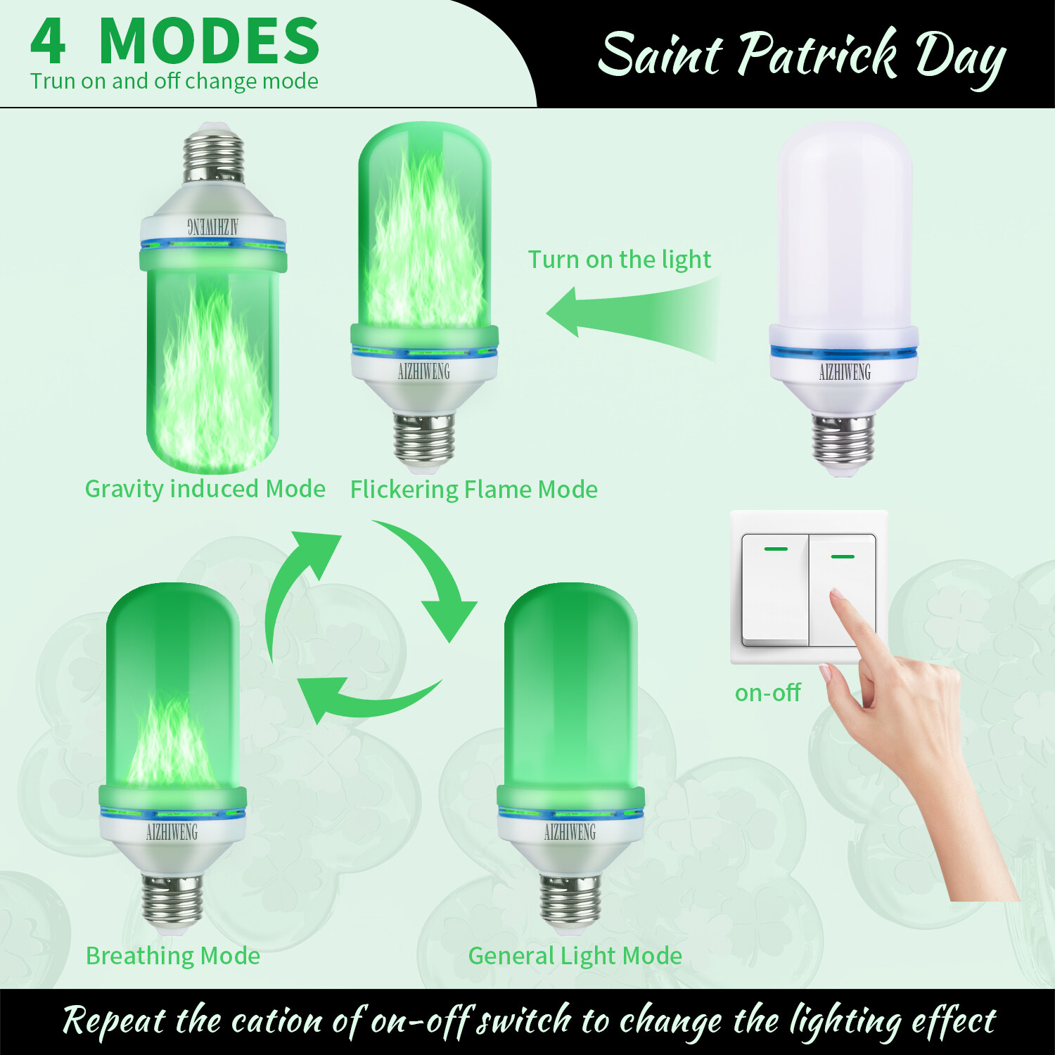 LED Flame Light Bulbs 4 Modes Fire Light Bulbs E26 Base for Christmas Decoration gallery
