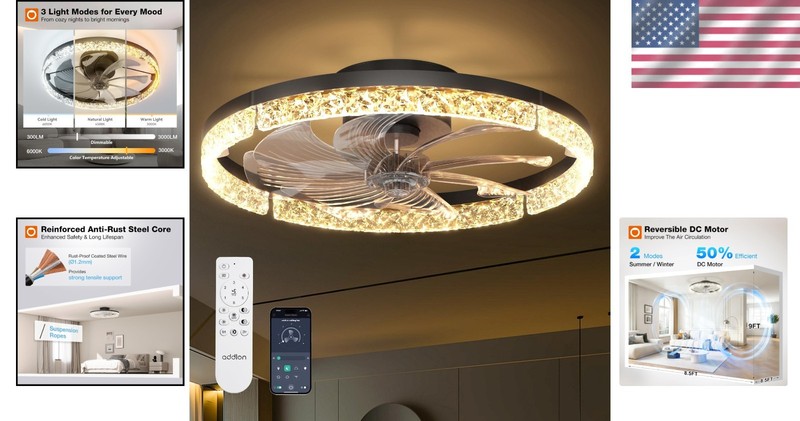 Low Profile LED Ceiling Fan with 6 Speeds & Remote, 3000-6000K Adjustable Light gallery