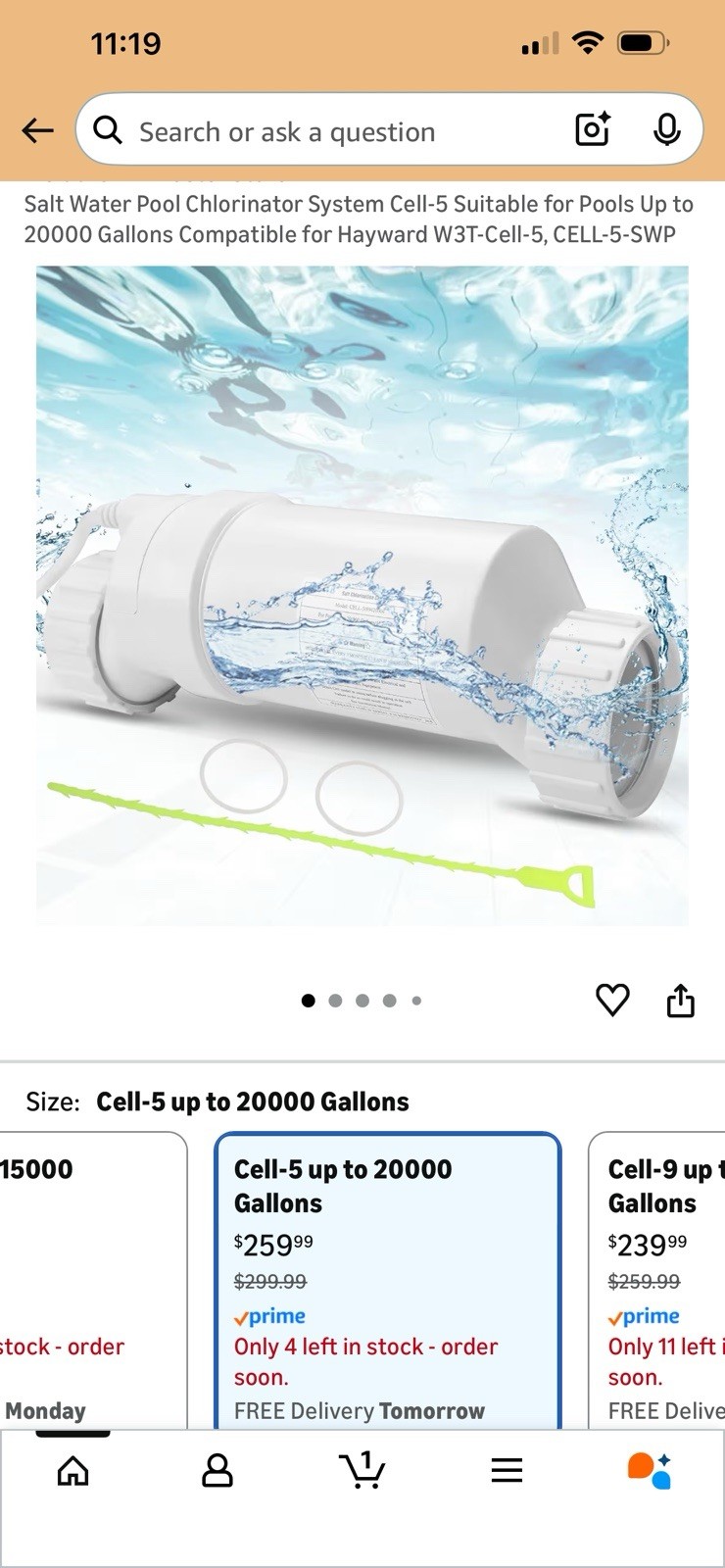 Salt Water Pool Chlorinator System Cell-5 Suitable for Pools Up to 20000 Gallons gallery
