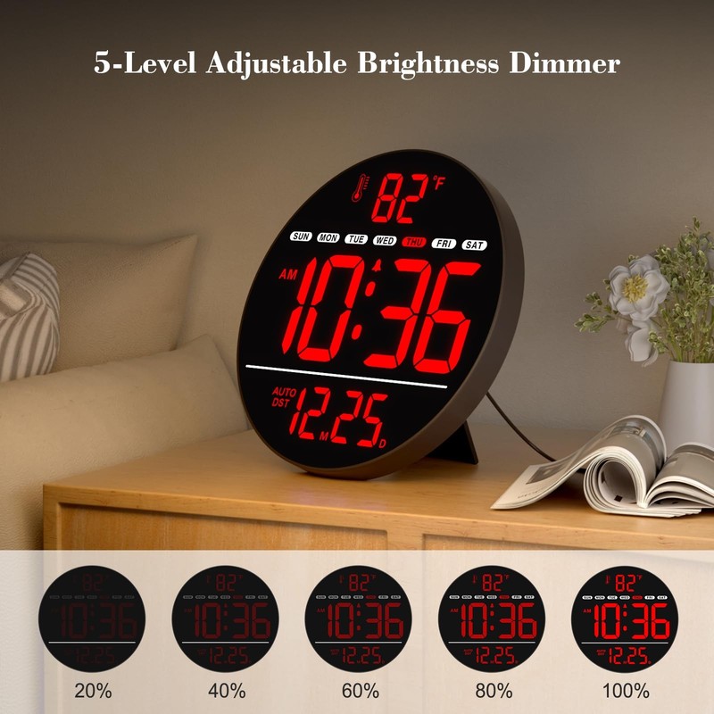 Large Digital Wall Clock with LED Display, Electric Wall Clock with Temperature, gallery