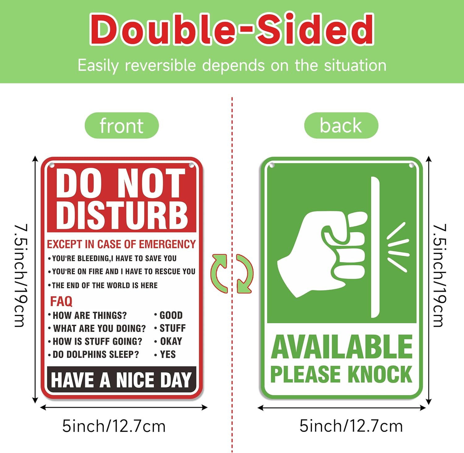 Do Not Disturb Door Hanger Sign, Available Please Knock Sign, Double-Sided PVC F gallery