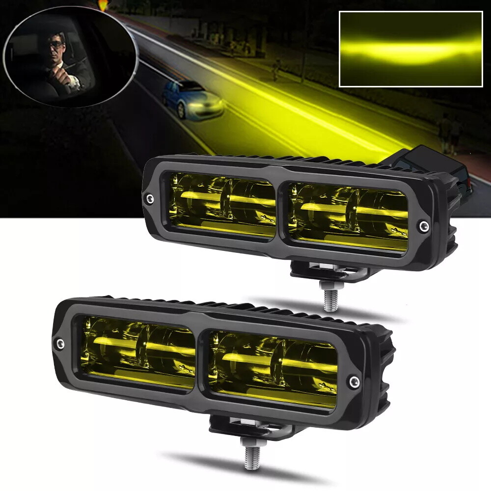 2X 6inch Yellow LED Work Light Bar Spot Pods Fog Lamp Offroad Driving Truck SUV gallery