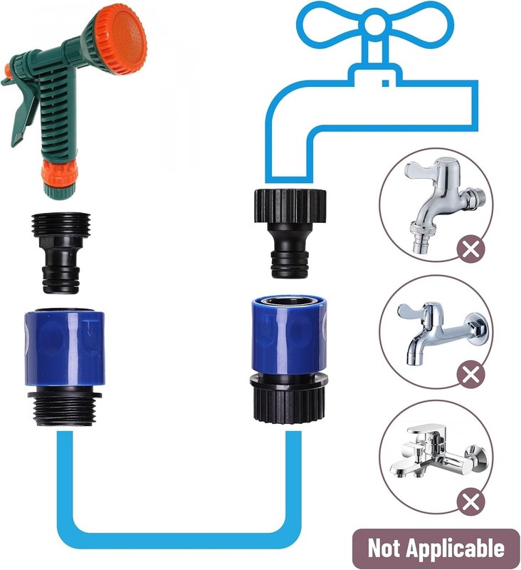 Garden Hose Quick Connect 3/4" Water Hose Fit Plastic Male Female Connector 4Set gallery