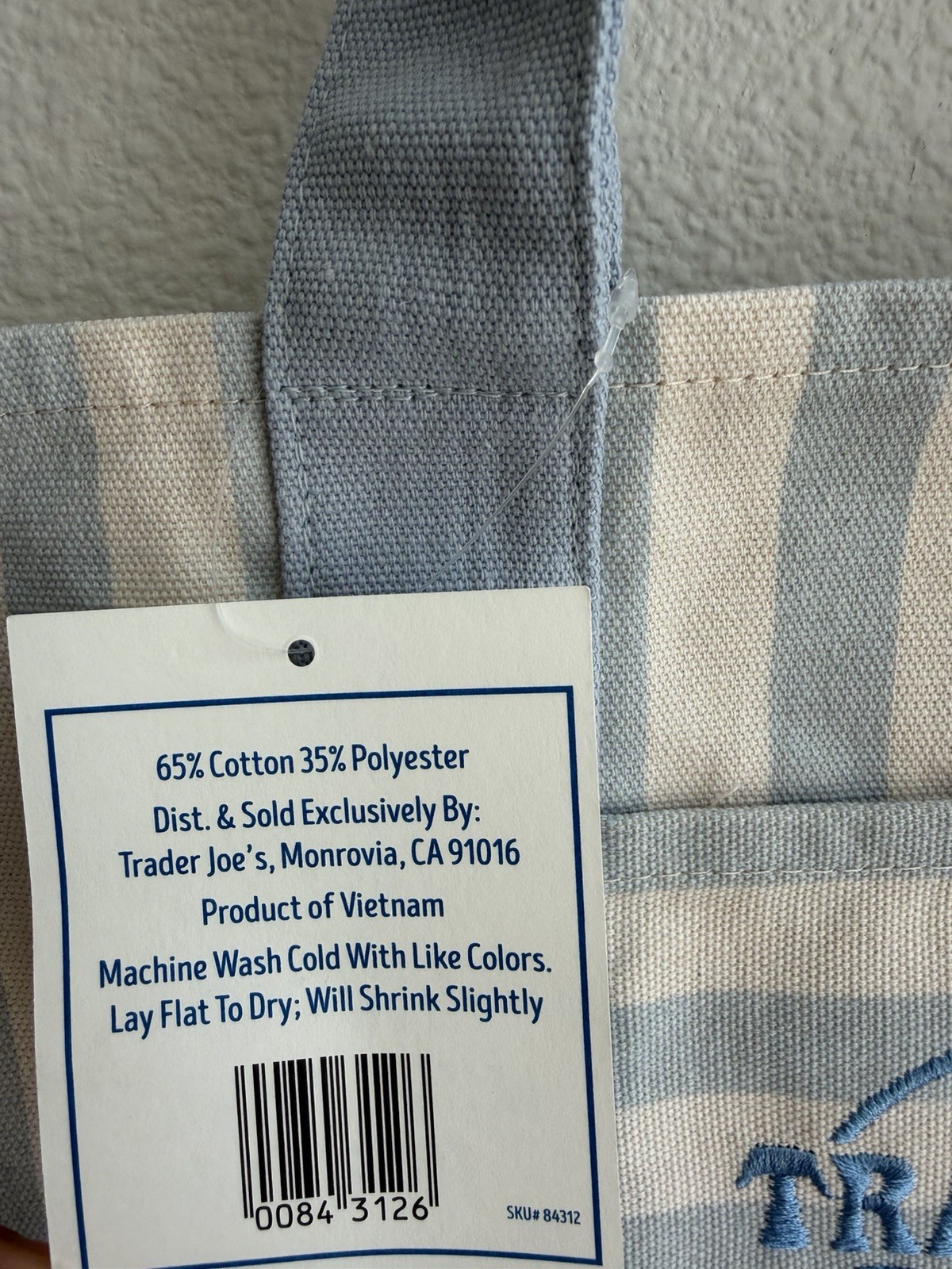 Trader Joe’s 2026 Striped Mini Pastel Canvas Tote Bags - Blue - READY TO SHIP gallery