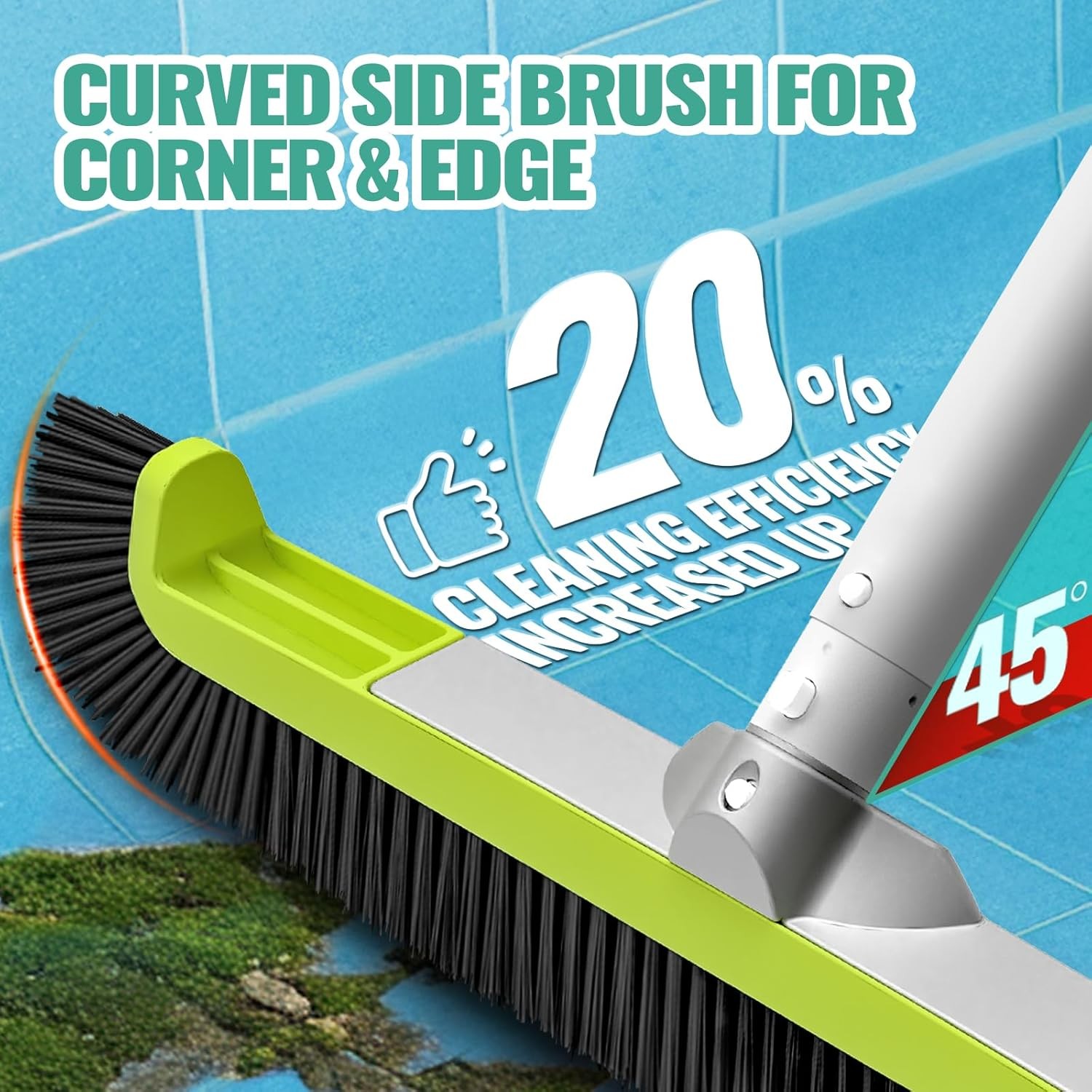 18" Pool Brush Head for Cleaning Swimming Pool Walls, Curved Ends High-Efficienc gallery