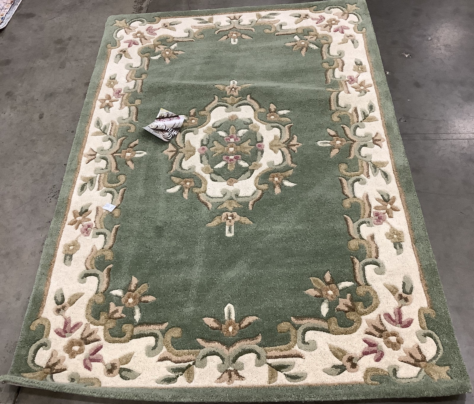 GREEN / IVORY 4'-0" x 6'-0" Back Stain Rug, Reduced Price 1172683354 AUB301Y-4 gallery