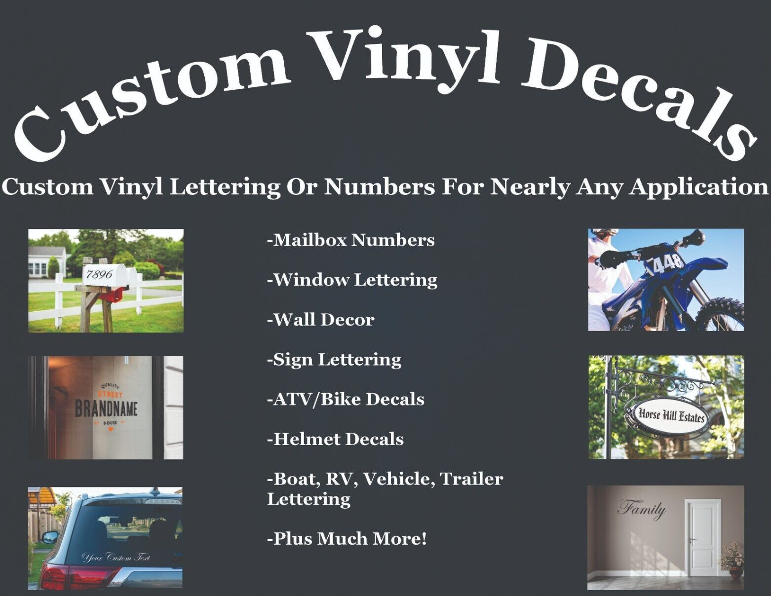 Custom Die Cut Vinyl Lettering Transfer Sticker Decals Signs-RV-Car-Truck-Decor gallery