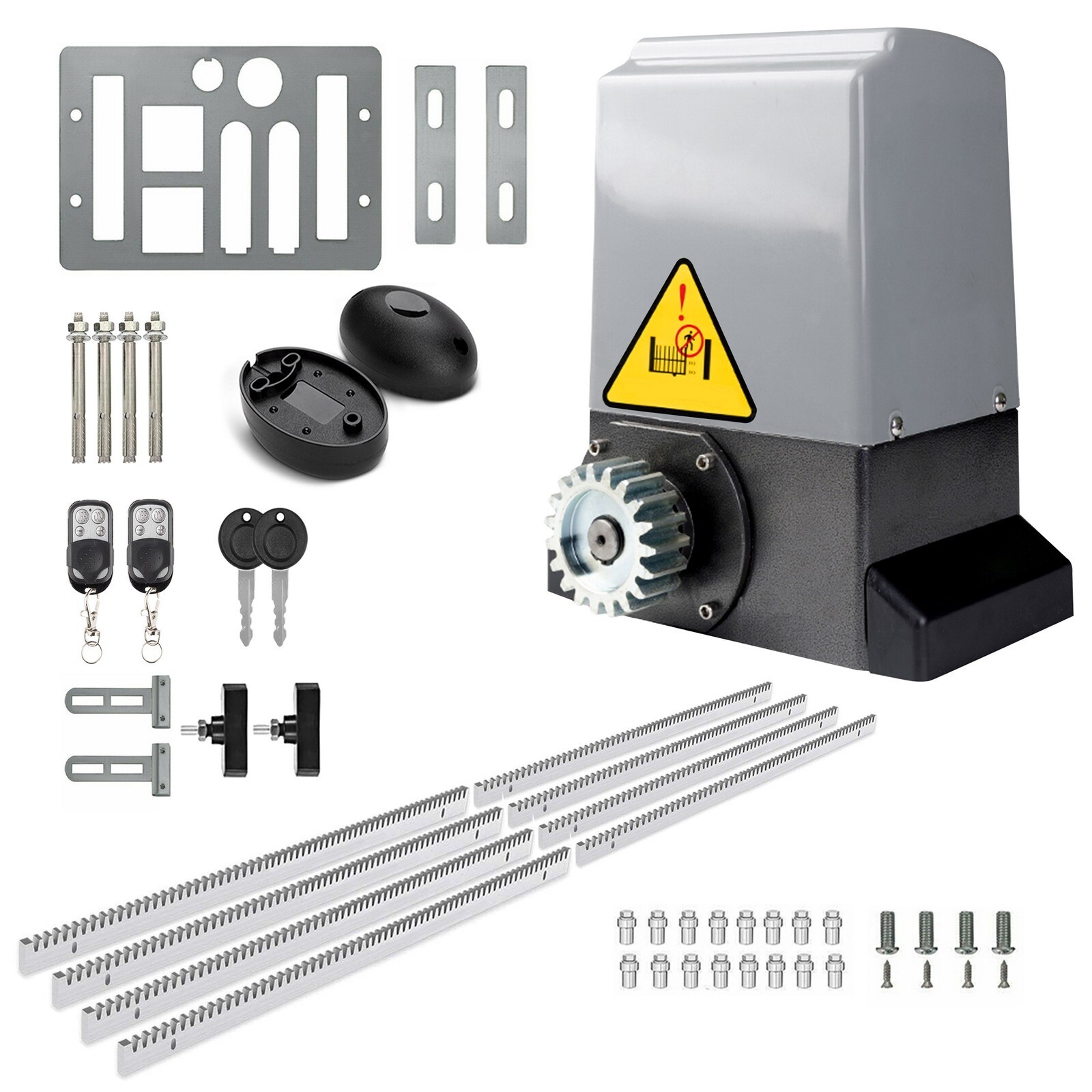 1800LB Automatic Sliding Gate Opener Rack Driven with 2 Remotes & Complete Kit gallery