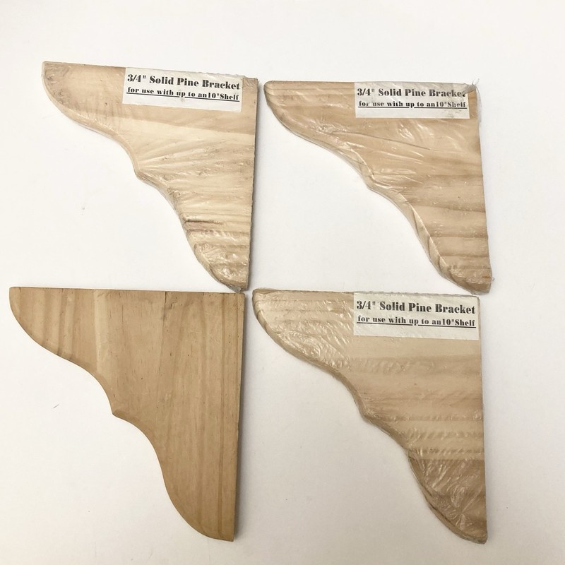 Solid Pine Unfinished Wood 3/4” Bracket For Up To 10” Shelf Set Of 4 NEW gallery