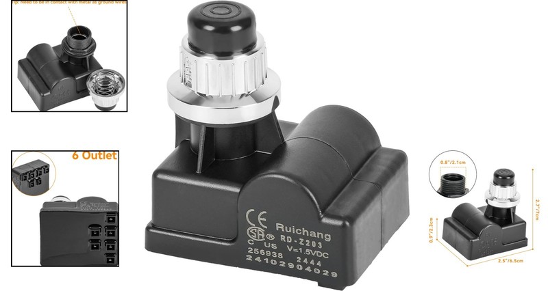 6-Outlet AA Battery Push Button Igniter for BBQ Gas Grills - Silver Finish gallery