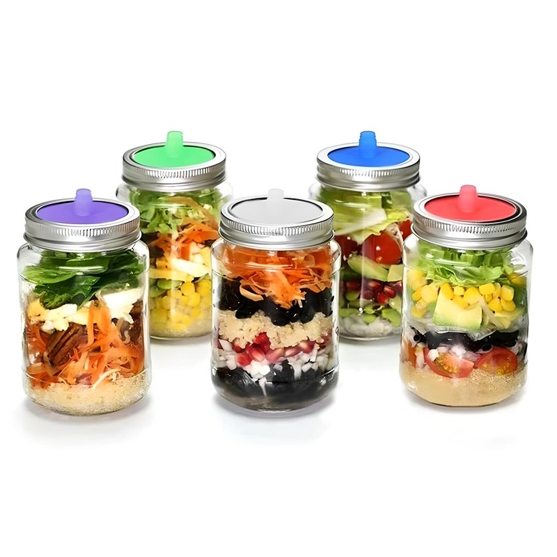 5PCS Mason Jar Fermenting Lid Silicone Waterless Airlock Auto Vent Mold Free gallery