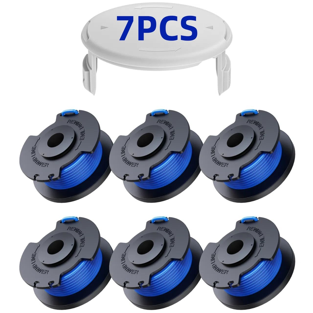 Weed Wacker String Replacement Compatible with Ryobi 6 Spools & 1 Cap, Blue gallery