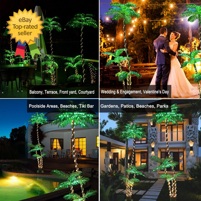 7FT Lighted Artificial Palm Tree with Three Trunks and 260 LED Lights Ideal gallery