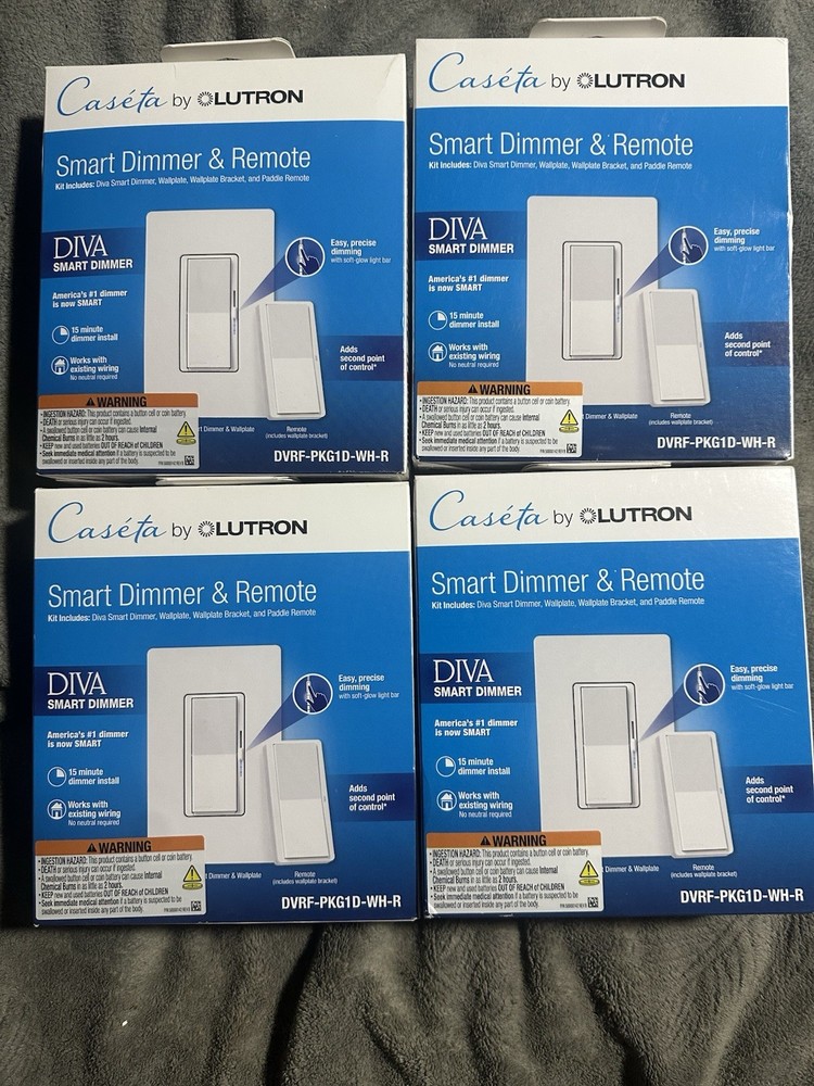 4 Lutron Diva Smart Dimmer Switch 3-Way Kit with Pico Paddle Remote