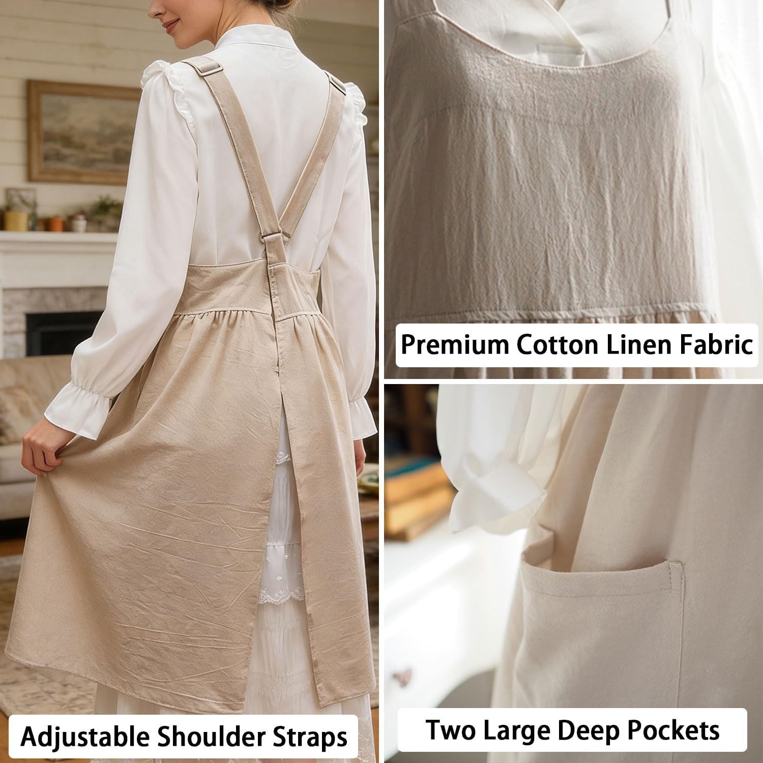 Cross Back Work Apron for Women with Pockets Pinafore Dress gallery