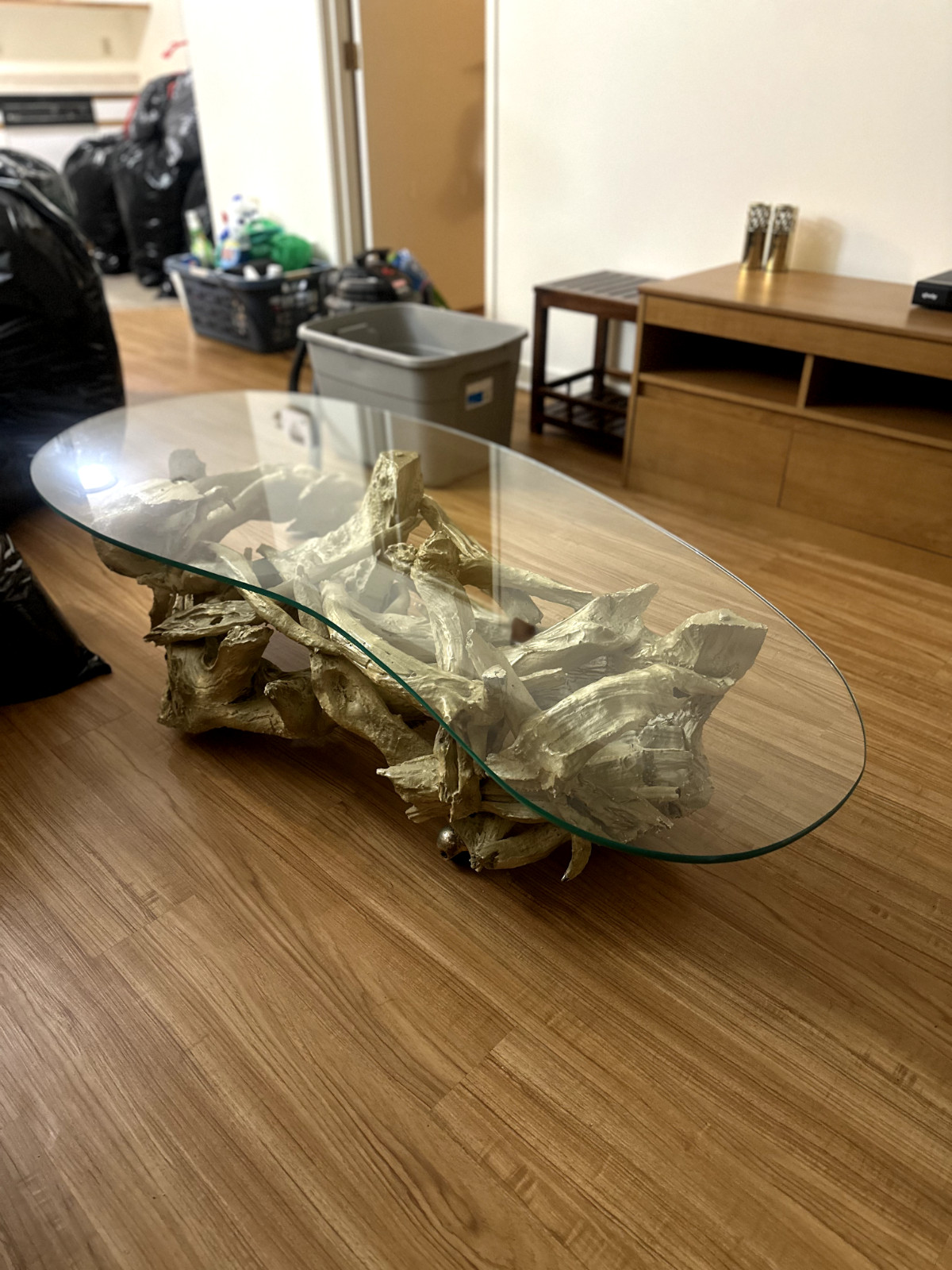 Vintage Mid Century Modern Amorphous/Biomorphic Glass Driftwood Coffee Table gallery