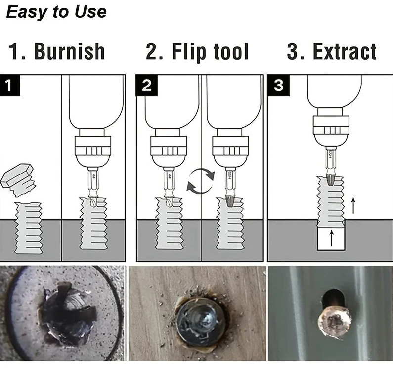 6pcs Damaged Screw Extractor Set: HSS Drill Bits Broken Stripped Remover Kit gallery