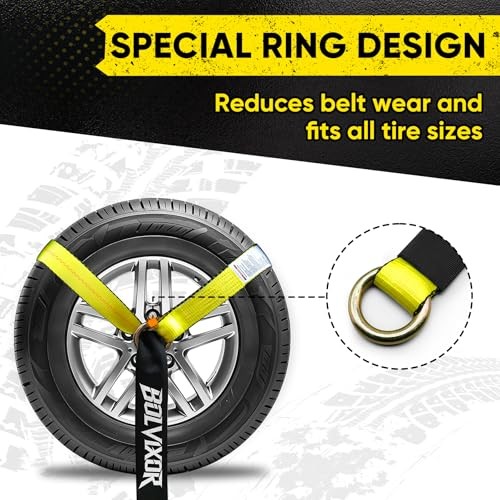 4 Pack Car Tie Down Straps for Trailers 2" x 96" - 9900LBS Break Yellow gallery