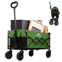 Collapsible Wagon Folding Utility Cart, Beach Wagon 352LBS Heavy-Duty with Ad…