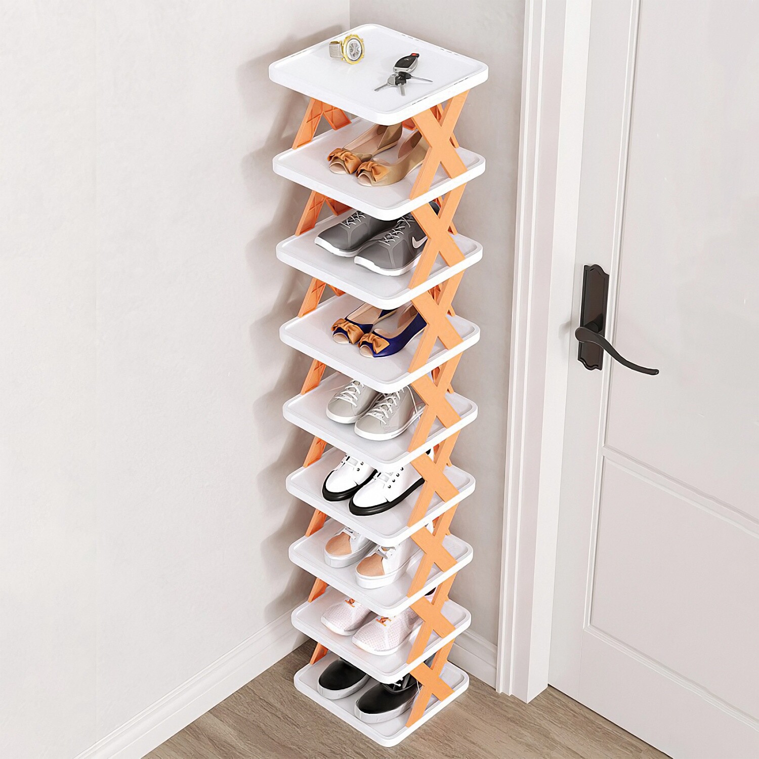 9-Tier Shoe Rack Storage Organizer Small Shoe Rack Narrow DIY Adjust Shoe Shelf gallery