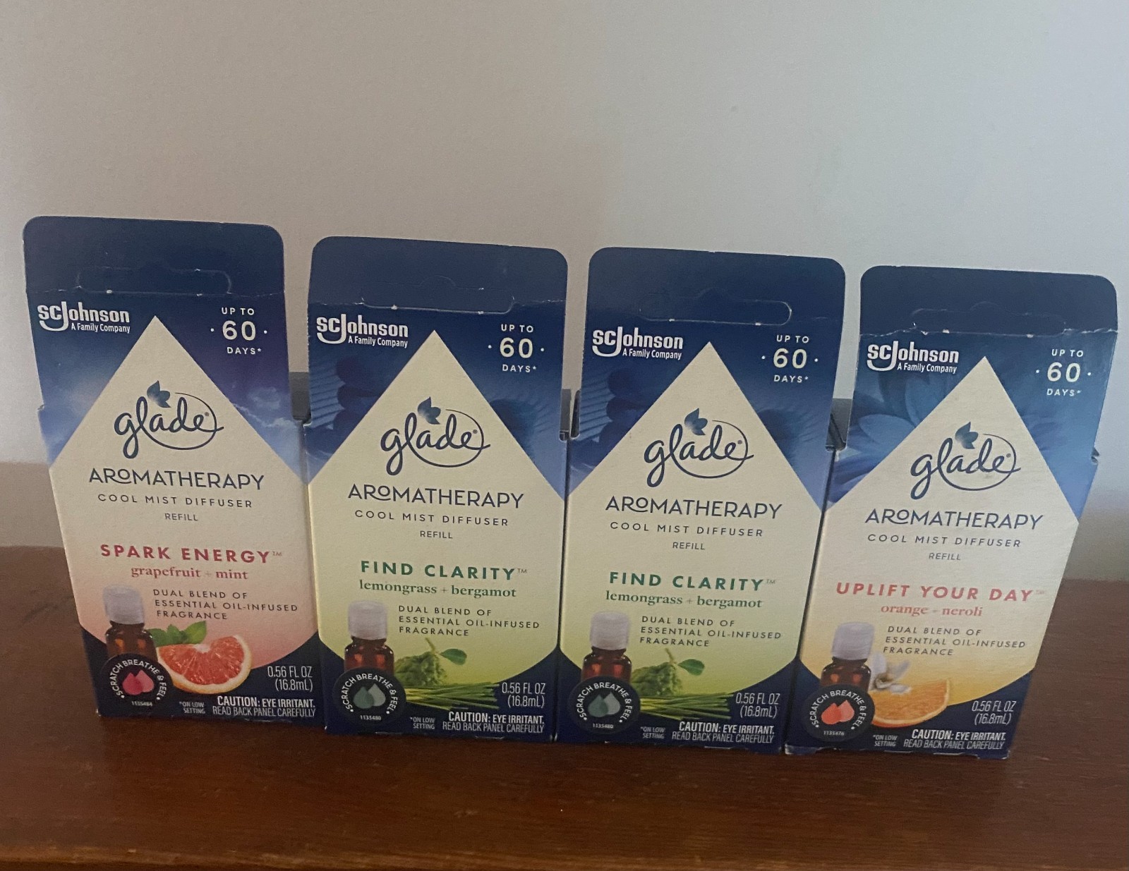 4 Glade Aromatherapy Refill 2 FIND CLARITY, 1 Uplift your Day, 1 Spark Energy gallery