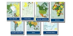 Continent Maps Educational Geography – 7 POSTER SET