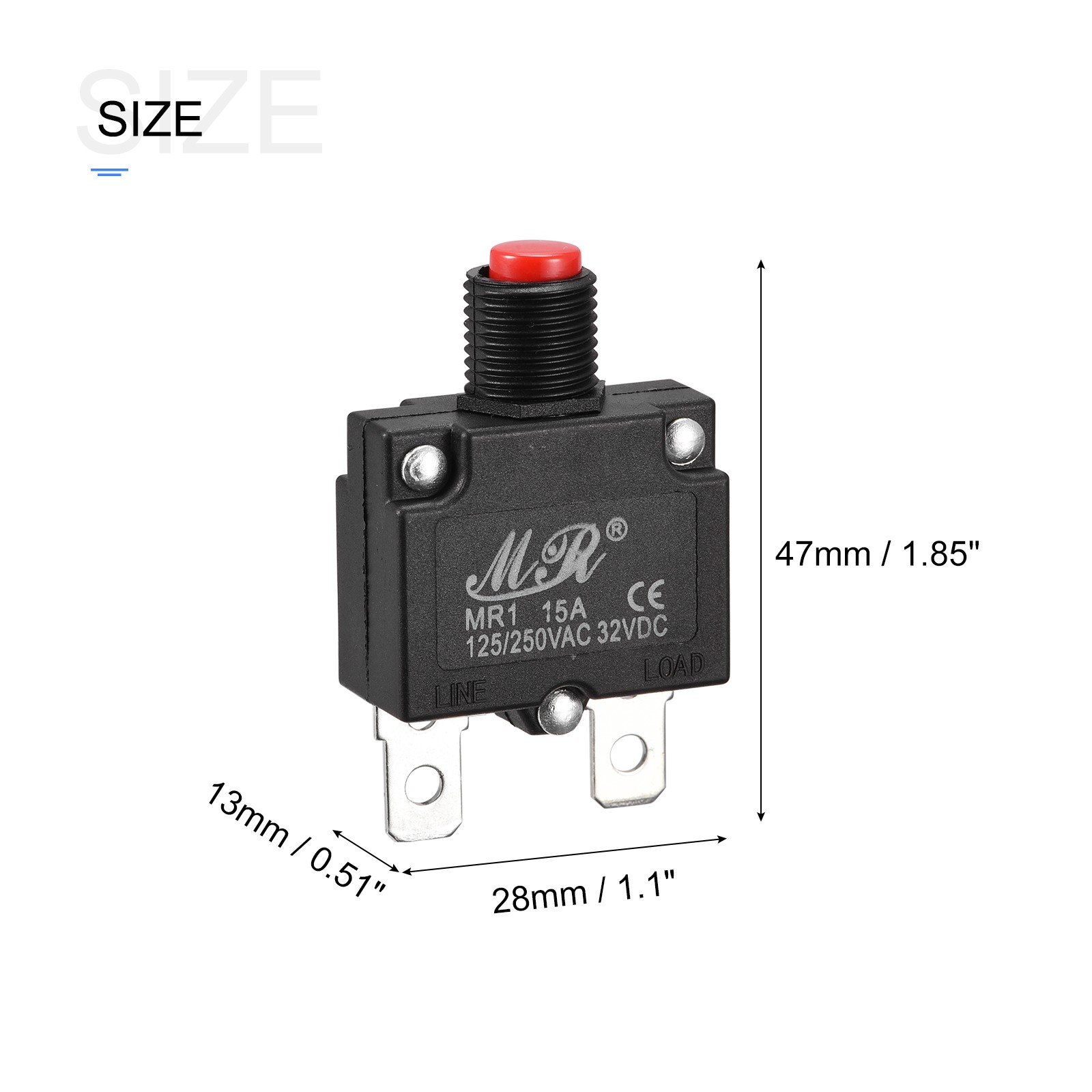 5pcs Circuit Overload Protector 15A AC125/250V DC32V Push Button Thermal gallery