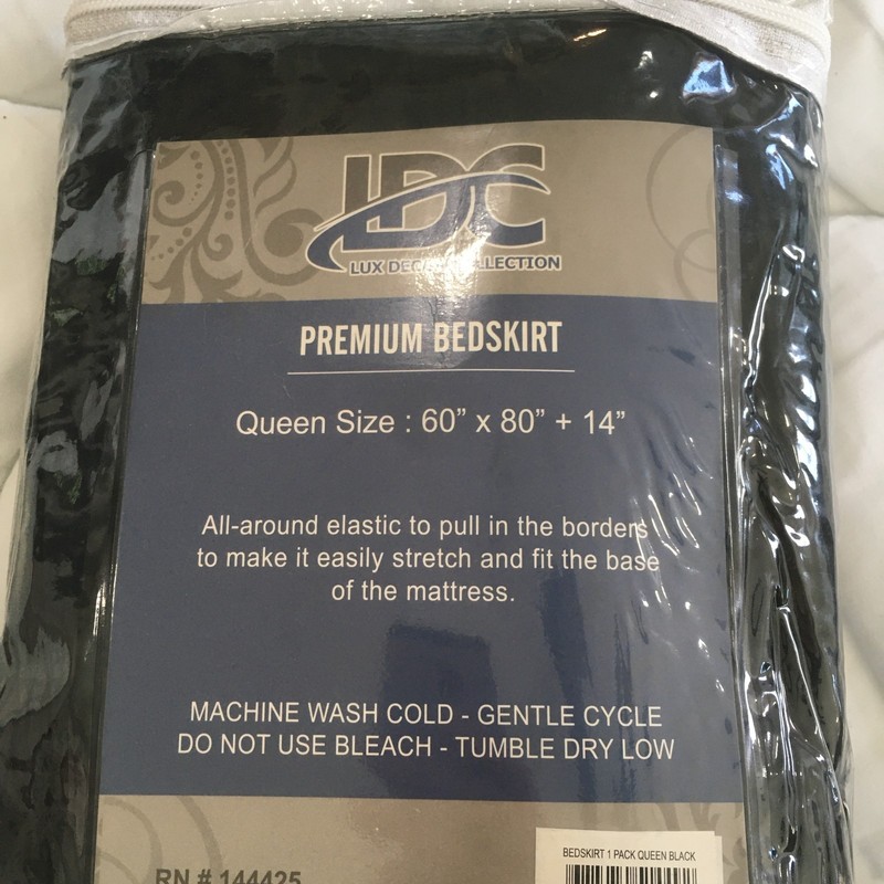 LDC LUX Decor Collection Premium Queen Bedskirt Black New In Package 60"x80"x14" gallery