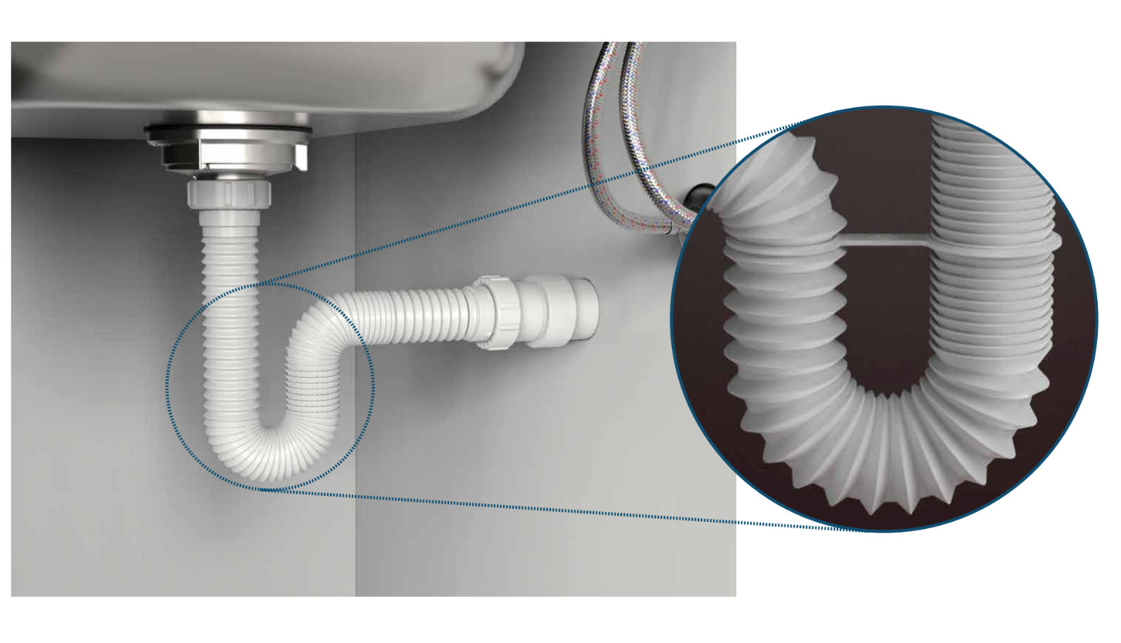 EasyDrain Ref. 510 Expandable & Flexible 1-1/2" P-trap White gallery