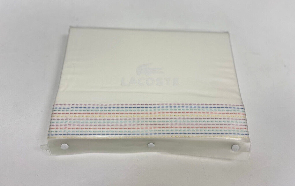 Lacoste Crocodile Madras 100% Cotton Queen Flat Sheet 94x102 Inches