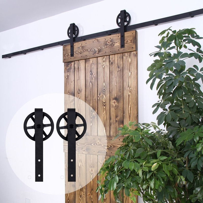 4FT-16FT Sliding Barn Door Hardware Kit Hanger Set for Single/ Double Door gallery