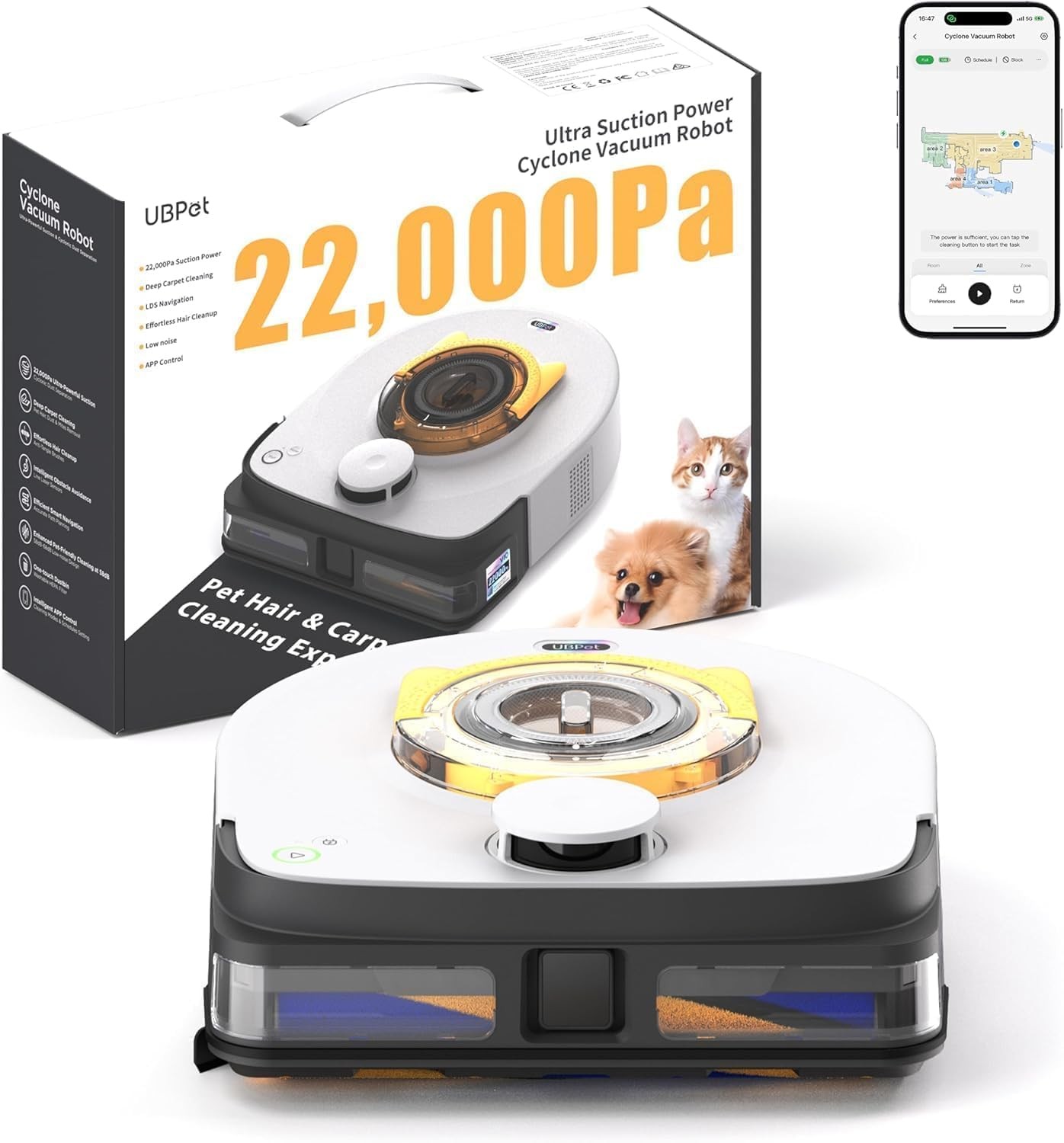 UBPET Robot Vacuum Cleaner 22000Pa Suction Smart Mapping LiDAR Pet Hair gallery