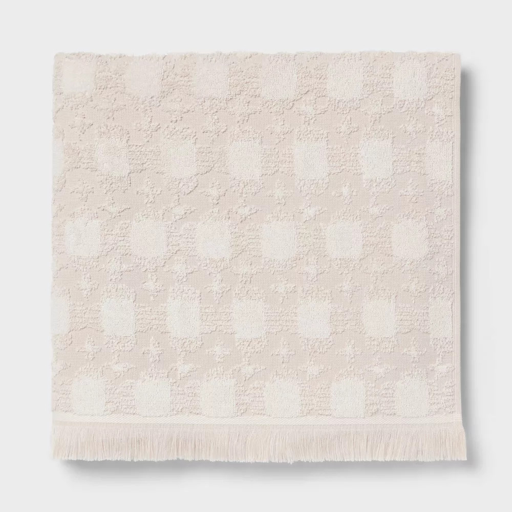2pc Boho Ikat Patterned Bath Towel Cream - Threshold gallery